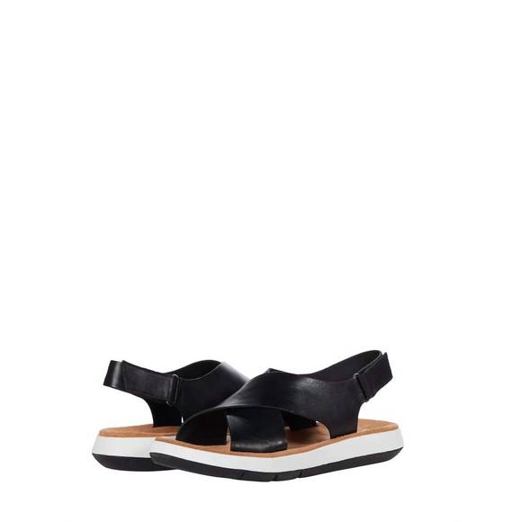 NEW CLARKS women's jemsa cross slide sandal in black leather